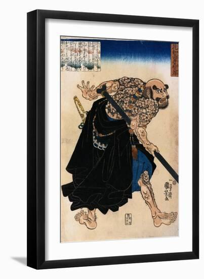 Japanese Print of a Samurai Possibly by Kunisada-Stefano Bianchetti-Framed Giclee Print