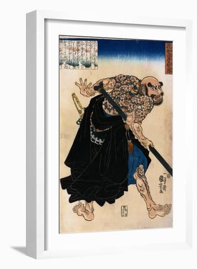 Japanese Print of a Samurai Possibly by Kunisada-Stefano Bianchetti-Framed Giclee Print