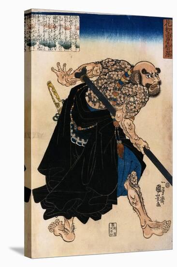Japanese Print of a Samurai Possibly by Kunisada-Stefano Bianchetti-Stretched Canvas
