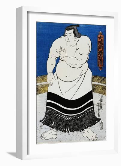 Japanese Print of a Sumo Wrestler Probably by Kunisada-Stefano Bianchetti-Framed Giclee Print