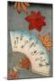 Japanese print of fan with maple leaves-null-Mounted Giclee Print