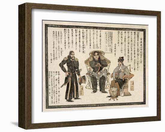 Japanese Print Showing Commander Anan, Commodore Matthew Perry and Captain Henry Adams-null-Framed Giclee Print