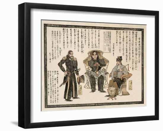 Japanese Print Showing Commander Anan, Commodore Matthew Perry and Captain Henry Adams-null-Framed Giclee Print