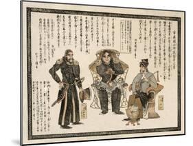 Japanese Print Showing Commander Anan, Commodore Matthew Perry and Captain Henry Adams-null-Mounted Giclee Print