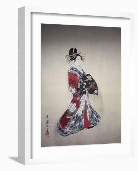 Japanese Print (Woman in Kimono)-null-Framed Giclee Print