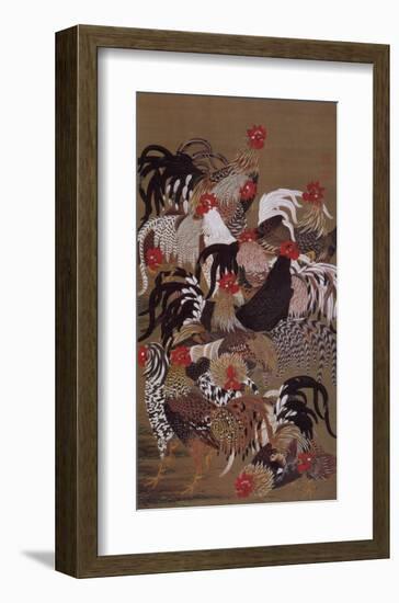 Japanese Rooster with Sunflower in Summer-Jyakuchu Ito-Framed Giclee Print