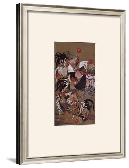 Japanese Rooster with Sunflower in Summer-Jyakuchu Ito-Framed Giclee Print