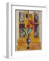 Japanese Roses in a Blue Glass, 1910-Auguste Macke-Framed Giclee Print