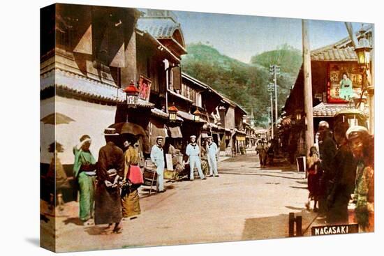 Japanese Sailors On A Nagasaki Street 1890-null-Stretched Canvas