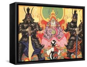 Japanese Samurai and King-null-Framed Stretched Canvas