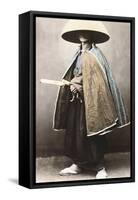 Japanese Samurai in Traditional Costume, 1868-Felice Beato-Framed Stretched Canvas