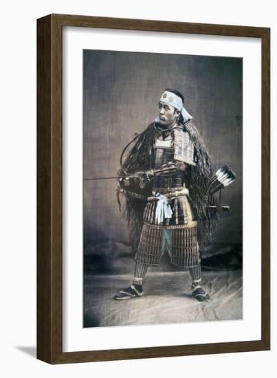 Japanese Samurai Warrior in Full Costume with Weapons, C.1880s-null-Framed Giclee Print