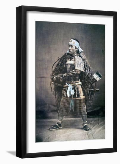 Japanese Samurai Warrior in Full Costume with Weapons, C.1880s-null-Framed Giclee Print