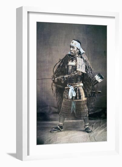 Japanese Samurai Warrior in Full Costume with Weapons, C.1880s-null-Framed Giclee Print