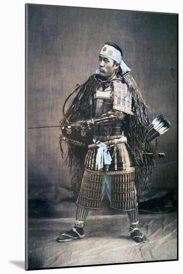 Japanese Samurai Warrior in Full Costume with Weapons, C.1880s-null-Mounted Giclee Print