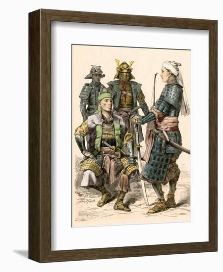 Japanese Samurai Warriors in Full Armor-null-Framed Giclee Print