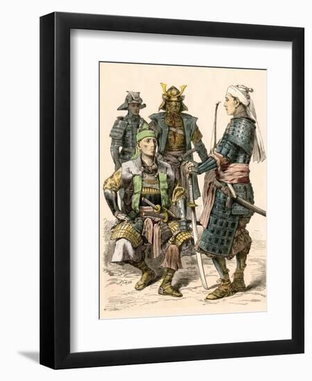 Japanese Samurai Warriors in Full Armor-null-Framed Giclee Print