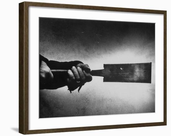 Japanese Saw Held by Furniture Maker George Nakashima-John Loengard-Framed Premium Photographic Print