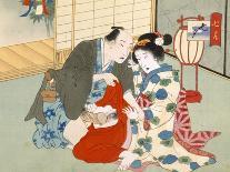 Japanese Eating, Drinking and Being Entertained in Teahouse-Japanese School-Giclee Print