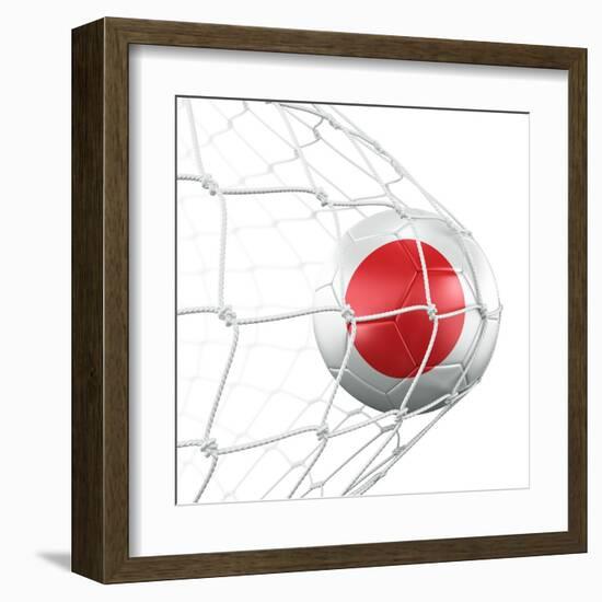 Japanese Soccer Ball in a Net-zentilia-Framed Art Print