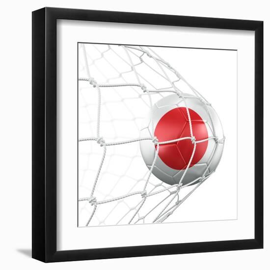 Japanese Soccer Ball in a Net-zentilia-Framed Art Print