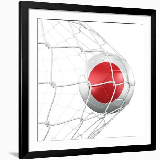 Japanese Soccer Ball in a Net-zentilia-Framed Art Print