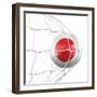 Japanese Soccer Ball in a Net-zentilia-Framed Art Print