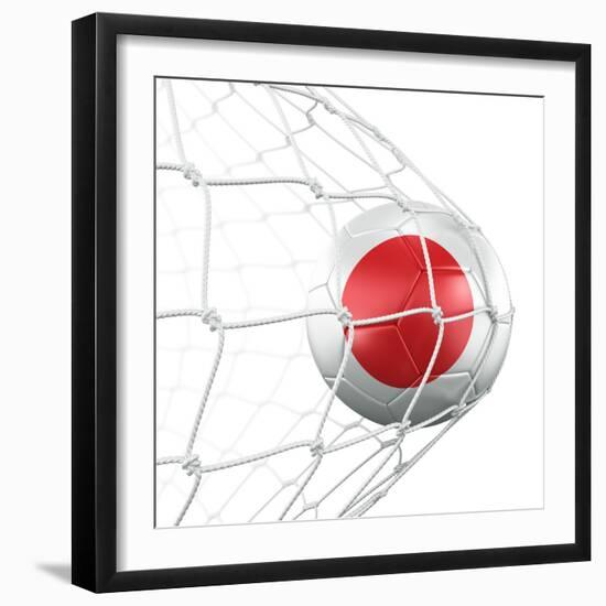 Japanese Soccer Ball in a Net-zentilia-Framed Art Print