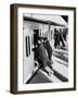 Japanese Students Employed as Uniformed 'Pushers' Cramming Commuter Cars, 1962-null-Framed Photo