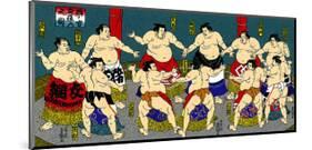 Japanese Sumo Wrestlers-null-Mounted Giclee Print