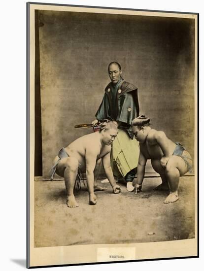 Japanese Sumo Wrestlers-null-Mounted Photographic Print