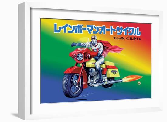 Japanese Superhero on Motorcycle-null-Framed Art Print
