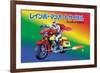 Japanese Superhero on Motorcycle-null-Framed Premium Giclee Print