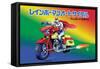 Japanese Superhero on Motorcycle-null-Framed Stretched Canvas