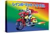 Japanese Superhero on Motorcycle-null-Stretched Canvas