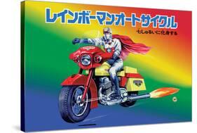 Japanese Superhero on Motorcycle-null-Stretched Canvas