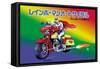 Japanese Superhero on Motorcycle-null-Framed Stretched Canvas