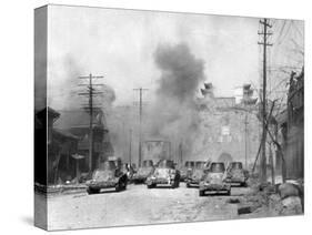 Japanese Tanks Patrolling Nanking Building-null-Stretched Canvas