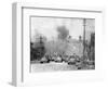 Japanese Tanks Patrolling Nanking Building-null-Framed Photographic Print