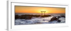 Japanese torii gate at the coast, Ibaraki, Oarai, Japan-Jan Christopher Becke-Framed Photographic Print