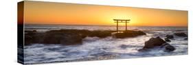 Japanese torii gate at the coast, Ibaraki, Oarai, Japan-Jan Christopher Becke-Stretched Canvas