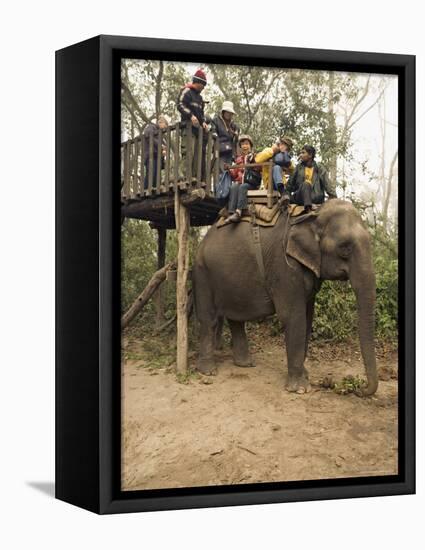 Japanese Tourists Board the Elephant That Will Take Them on Safari-Don Smith-Framed Stretched Canvas