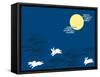 Japanese Traditional Full Moon Night-perori-Framed Stretched Canvas