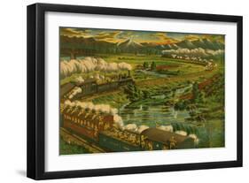 Japanese Troops on Train Battle at the Amur River-null-Framed Art Print