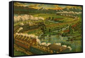 Japanese Troops on Train Battle at the Amur River-null-Framed Stretched Canvas
