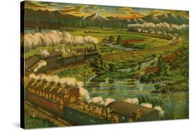 Japanese Troops on Train Battle at the Amur River-null-Stretched Canvas