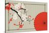 Japanese Umbrella and Japanese Cherry - Sakura-Artbox-Stretched Canvas