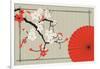 Japanese Umbrella and Japanese Cherry - Sakura-Artbox-Framed Art Print