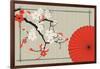 Japanese Umbrella and Japanese Cherry - Sakura-Artbox-Framed Art Print