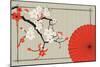 Japanese Umbrella and Japanese Cherry - Sakura-Artbox-Mounted Art Print